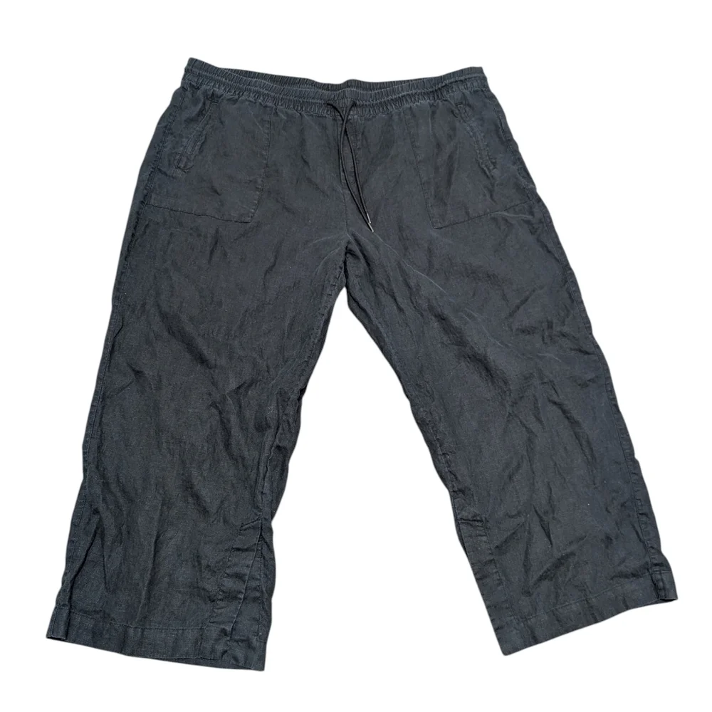 ATHLETA Retreat Linen High Rise Wide Leg Women's Black Pants (Women's 3X)